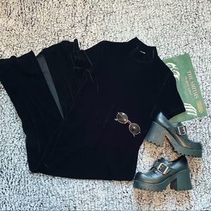 Vintage 90s / Velvet Mock Neck Maxi Dress